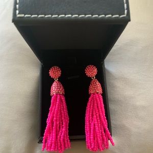 Baublebar fiesta hot pink long tassel earrings in great condition!